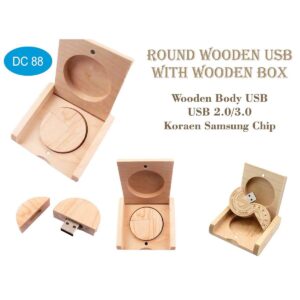 BCG- Round Shape Wooden Pendrive with Box